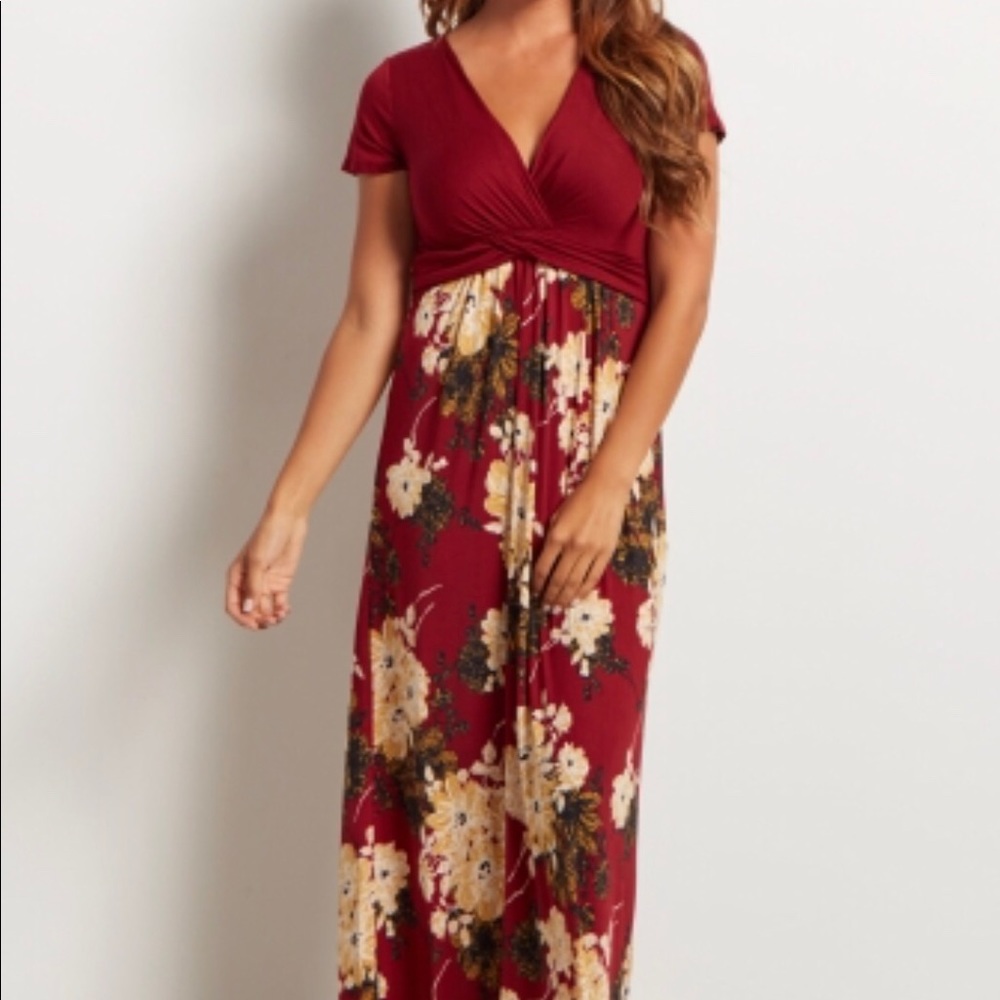 Burgundy floral maxi dress